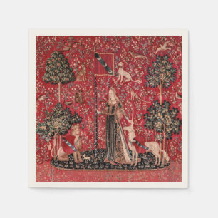 Lady and Unicorn Medieval Tapestry Touch Napkin