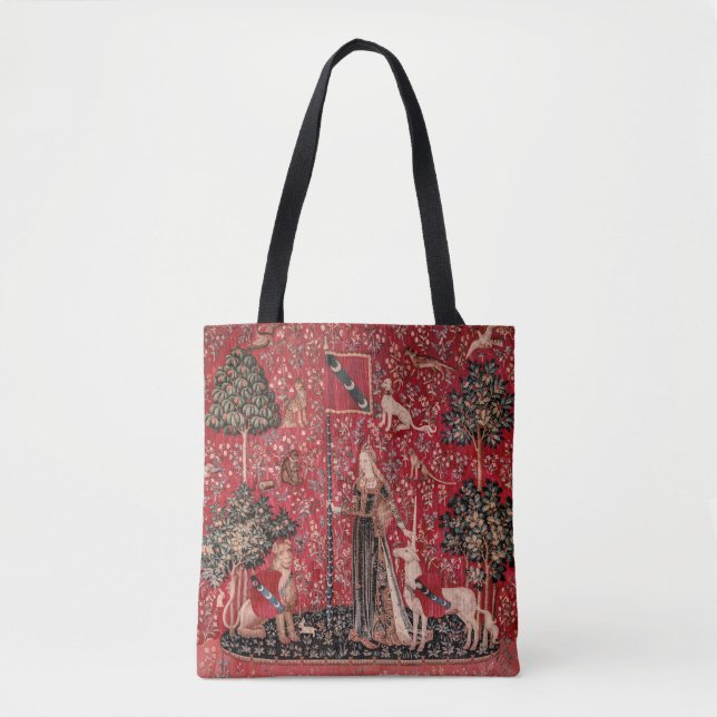 Lady and Unicorn Medieval Tapestry Touch Tote Bag (Front)