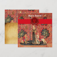 LADY AND UNICORN MONOGRAM RED WAX SEAL PARCHMENT