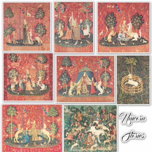 LADY AND UNICORN STORIES, Animals,Red Green Floral (Front)