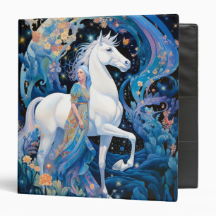Lady and White Horse Fantasy Art Binder