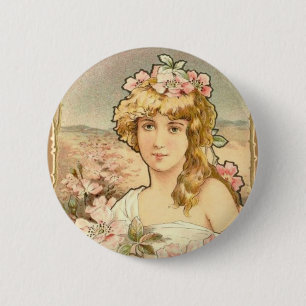 Lady Art Deco 2 Inch Round Button