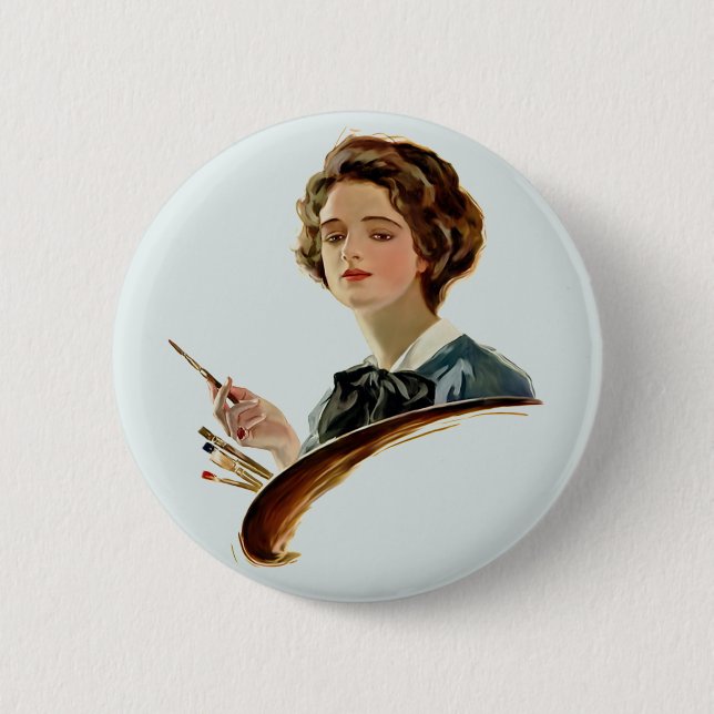 Lady Artist 2 Inch Round Button (Front)
