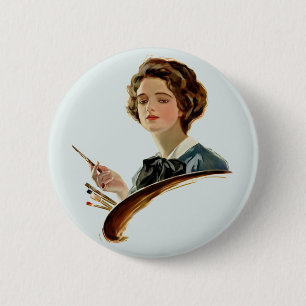 Lady Artist 2 Inch Round Button