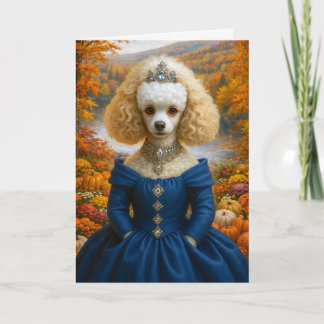 Lady Autumn , Poodle Blank Card