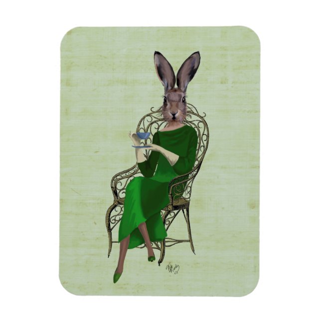 Lady Bella Rabbit Taking Tea 4 Magnet (Vertical)