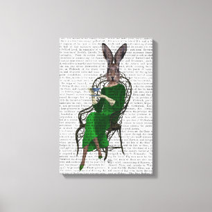 Lady Bella Rabbit Taking Tea Canvas Print