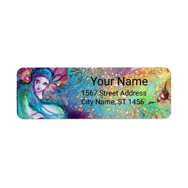 LADY BLUE MASK Pink Green Gold Floral Sparkles (Devant)