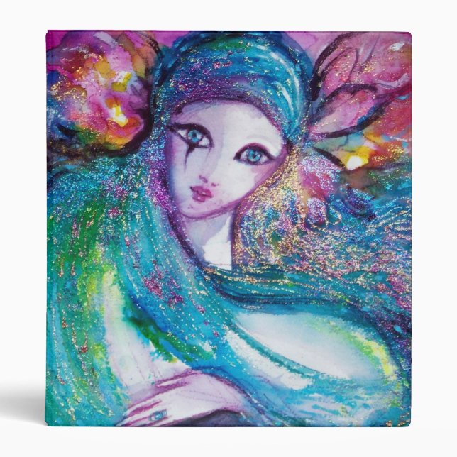 LADY BLUE MASK Venetian Masquerade Party Binder (Front)