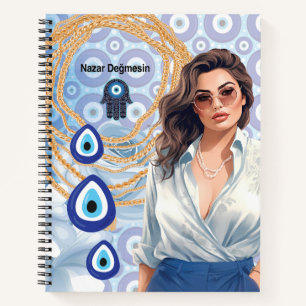 Lady Boss Turkish evil eye, good luck business Notebook