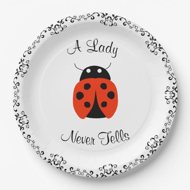 Lady Bug- A Lady Never Tells Personalized Paper Plate (Front)