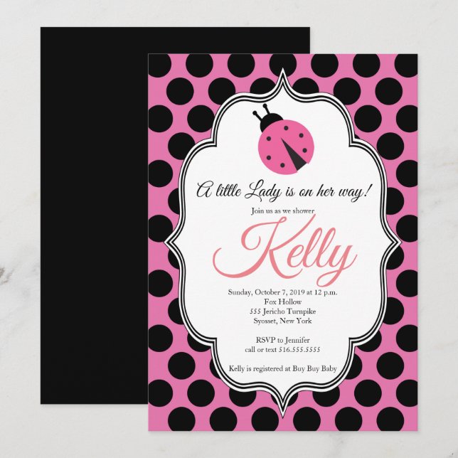 Lady Bug Baby Shower Invitation (Front/Back)