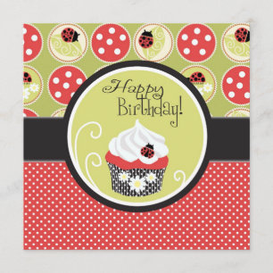 Lady Bug & Cupcake Birthday Card