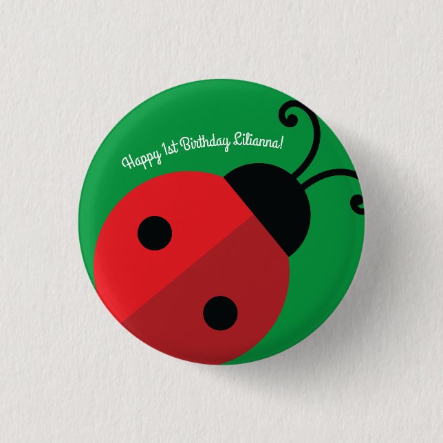 Lady Bug Cute 1st Birthday Party 1 Inch Round Button (Front)