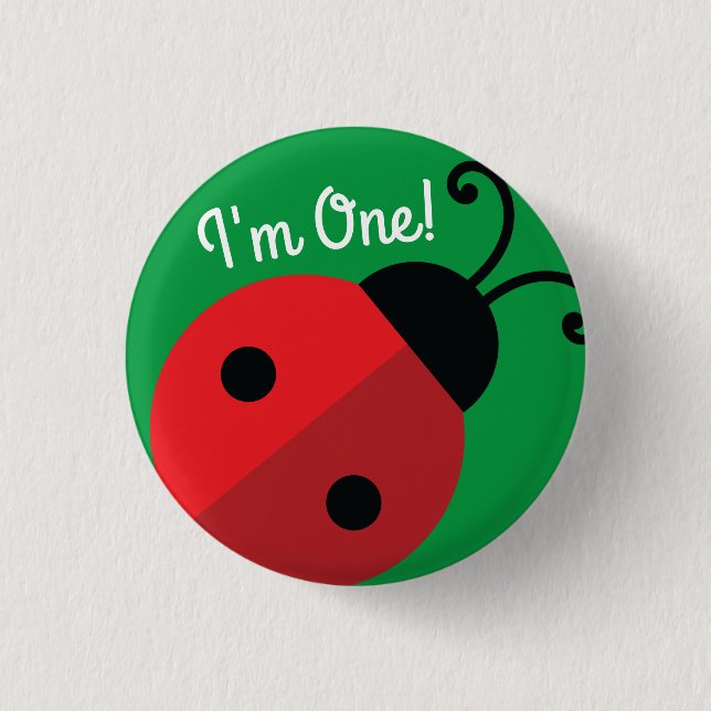 Lady Bug Cute 1st Birthday Party 1 Inch Round Button (Front)
