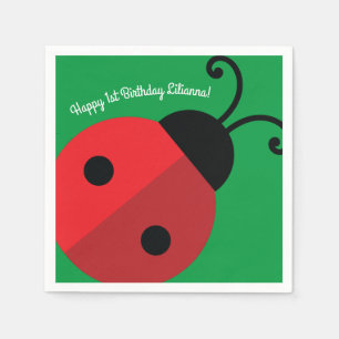 Lady Bug Cute 1st Birthday Party Napkin