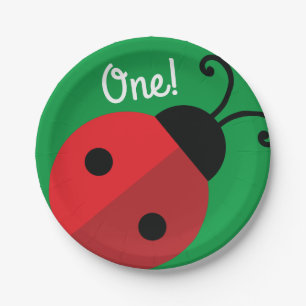 Lady Bug Cute 1st Birthday Party Paper Plate