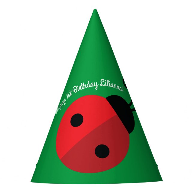 Lady Bug Cute 1st Birthday Party Party Hat (Front)