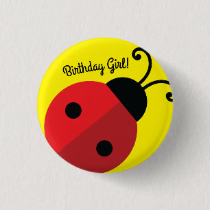 Lady Bug Cute Kids Birthday Party 1 Inch Round Button