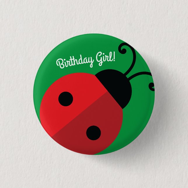 Lady Bug Cute Kid's Ladybug Birthday Party 1 Inch Round Button (Front)