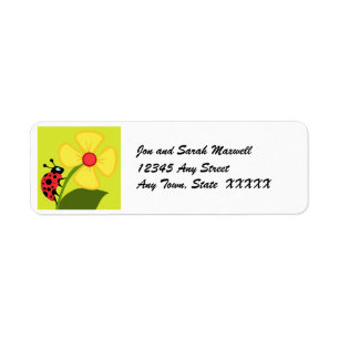 Lady Bug Flower Return Address Label
