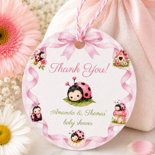 Lady Bug Girl Baby Shower Thank You Favour Tags