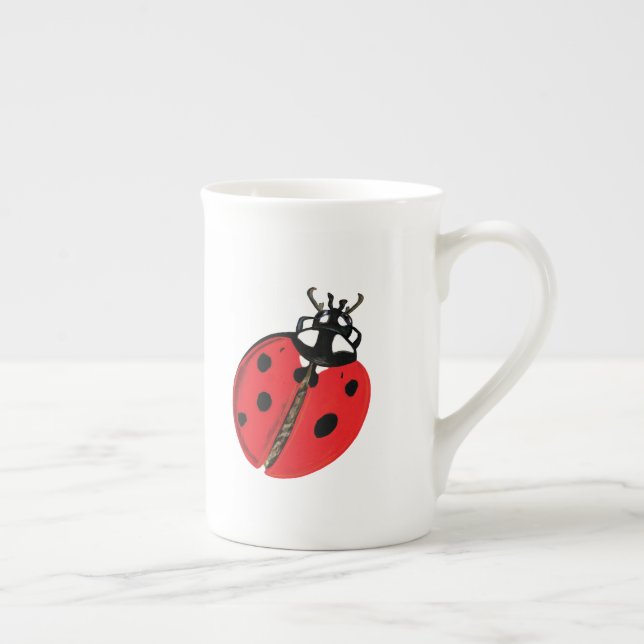 Lady Bug Illustration Bone China Mug (Right)