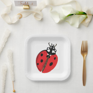 Lady Bug Illustration Paper Plate