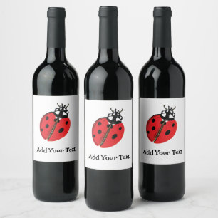 Lady Bug Illustration Personalized Wine Label