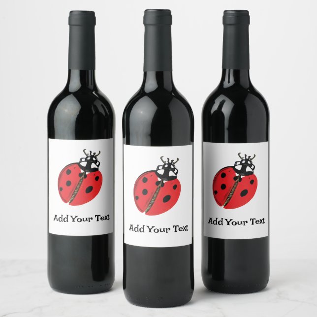 Lady Bug Illustration Personalized Wine Label (Bottles)