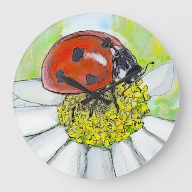 Lady Bug on A Daisy Large Clock (Front)