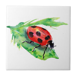 Lady Bug on a Green Leaf Tile