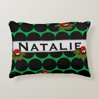 Lady Bug On Lilly Pad Accent Pillow