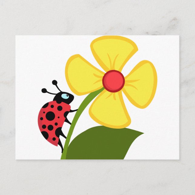 Lady Bug on Yellow Flower Postcard (Front)