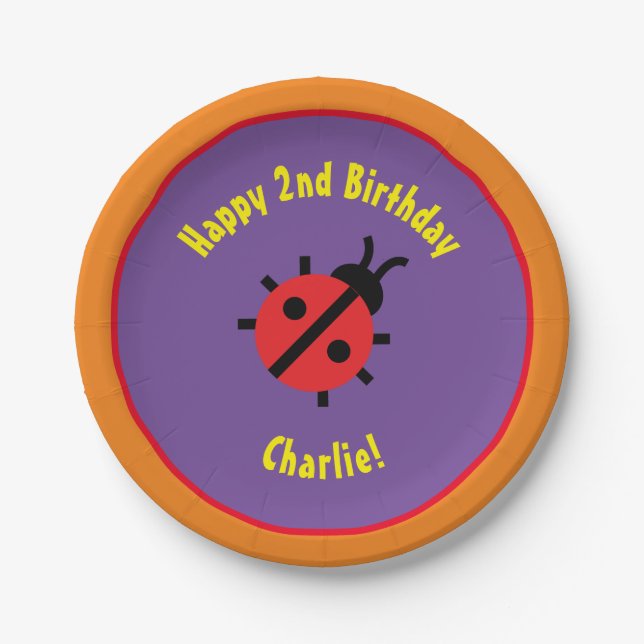 Lady Bug Paper Plates Animal Birthday Party (Front)