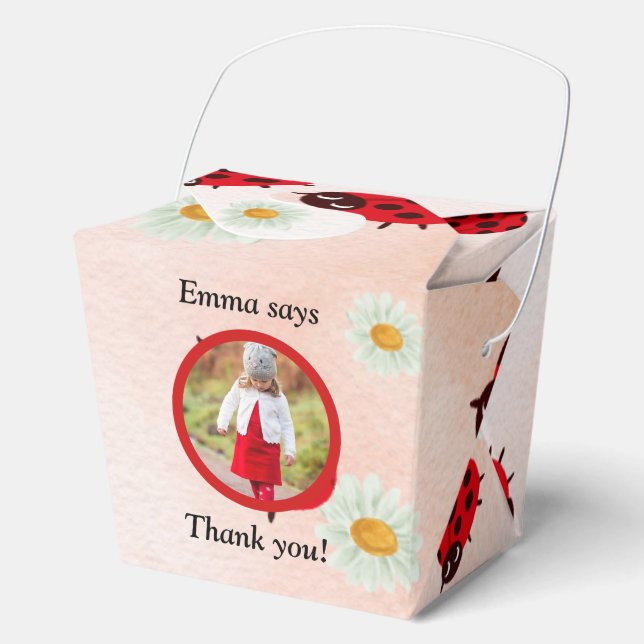 lady bug party photo favor box (Front)