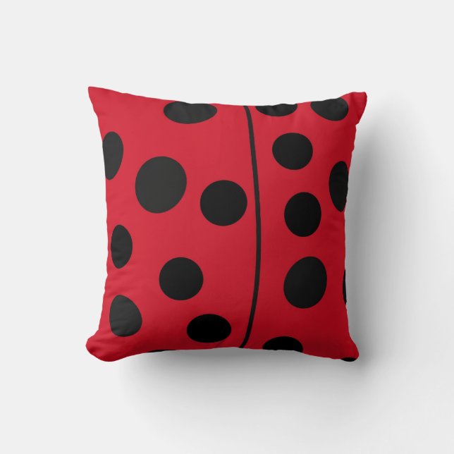 Lady Bug Red and Black Design Throw Pillow (Front)