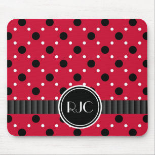 Lady Bug Spots Red Black and White Personalized Mouse Pad