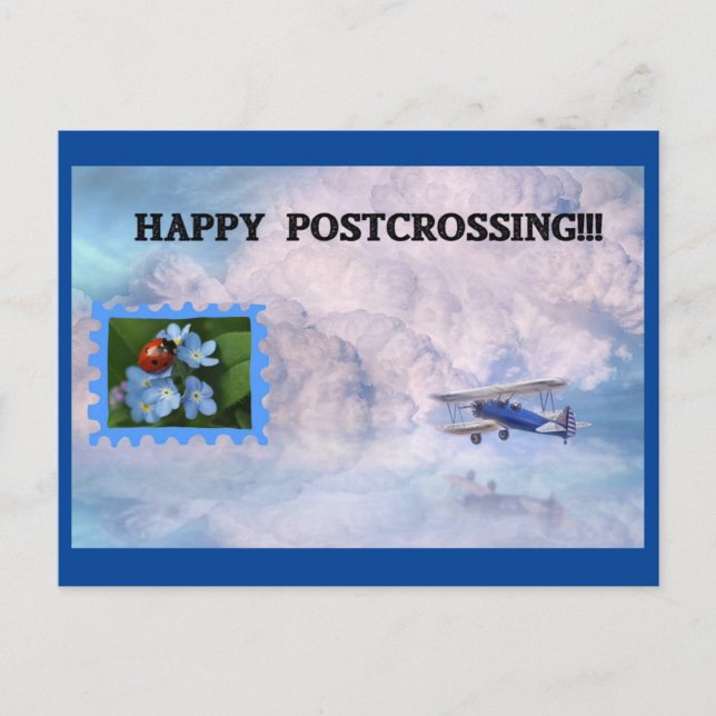 Lady Bug Stamp Airmail Carte postale (Devant)