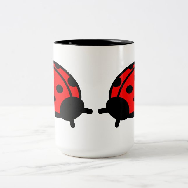 Lady Bug White & Black Mug (Center)