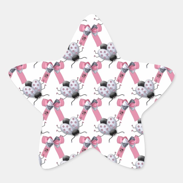 Lady Bugs and Bows Star Sticker (Front)