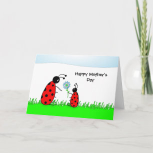 Lady Bugs and Flower, Happy Mother's Day Card