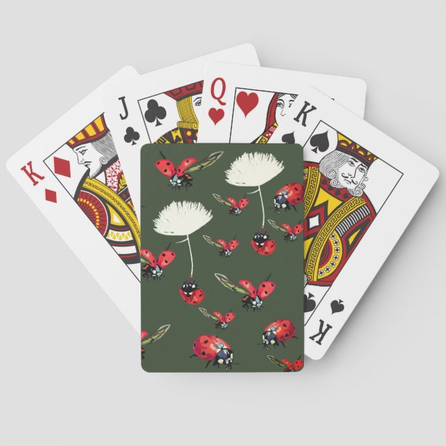 Lady bugs Green  Playing Cards (Back)
