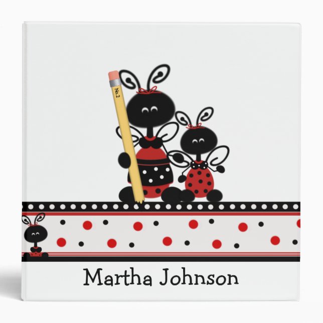 Lady Bugs with Pencil Teacher's Class Planner Binder (Front)