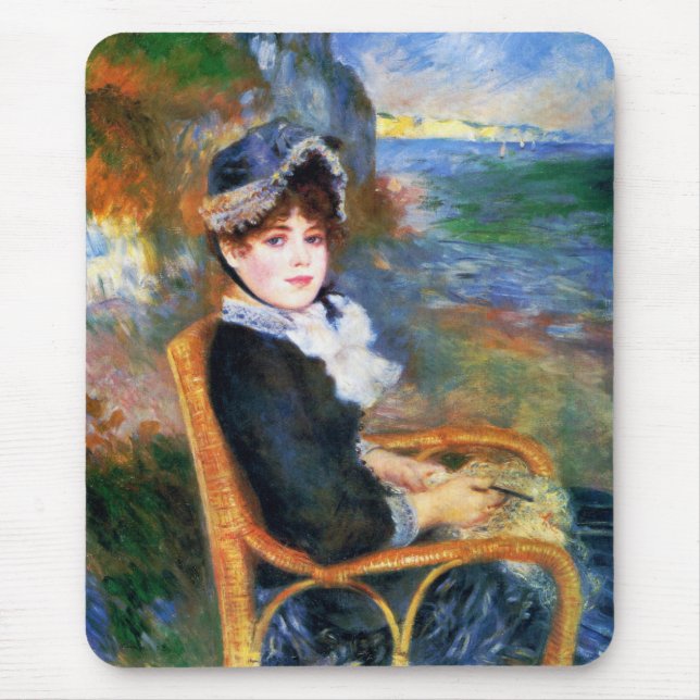 Lady by the Seashore (by Pierre-Auguste Renoir) Mouse Pad (Front)
