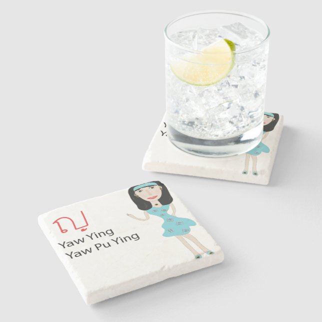 lady cartoon coaster (Side)