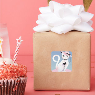 Lady cat square sticker