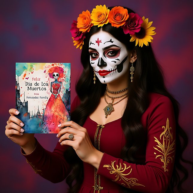  Lady Catrina's  Watercolor Blooming Tribute Postcard (Lady Catrina's Watercolor Blooming Tribute Postcard)