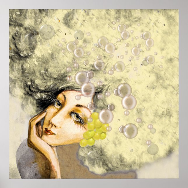 Lady Champagne Art Poster (Front)