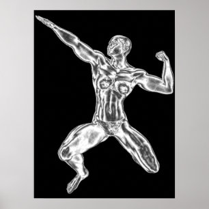 Lady Chrome Bodybuilder Pose Poster